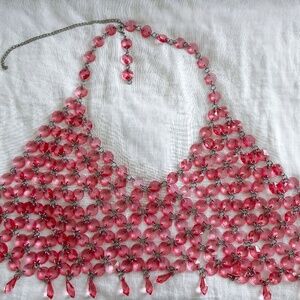 Stunning pink crystal beaded halter top Size: One size (fits XS–M) NWT